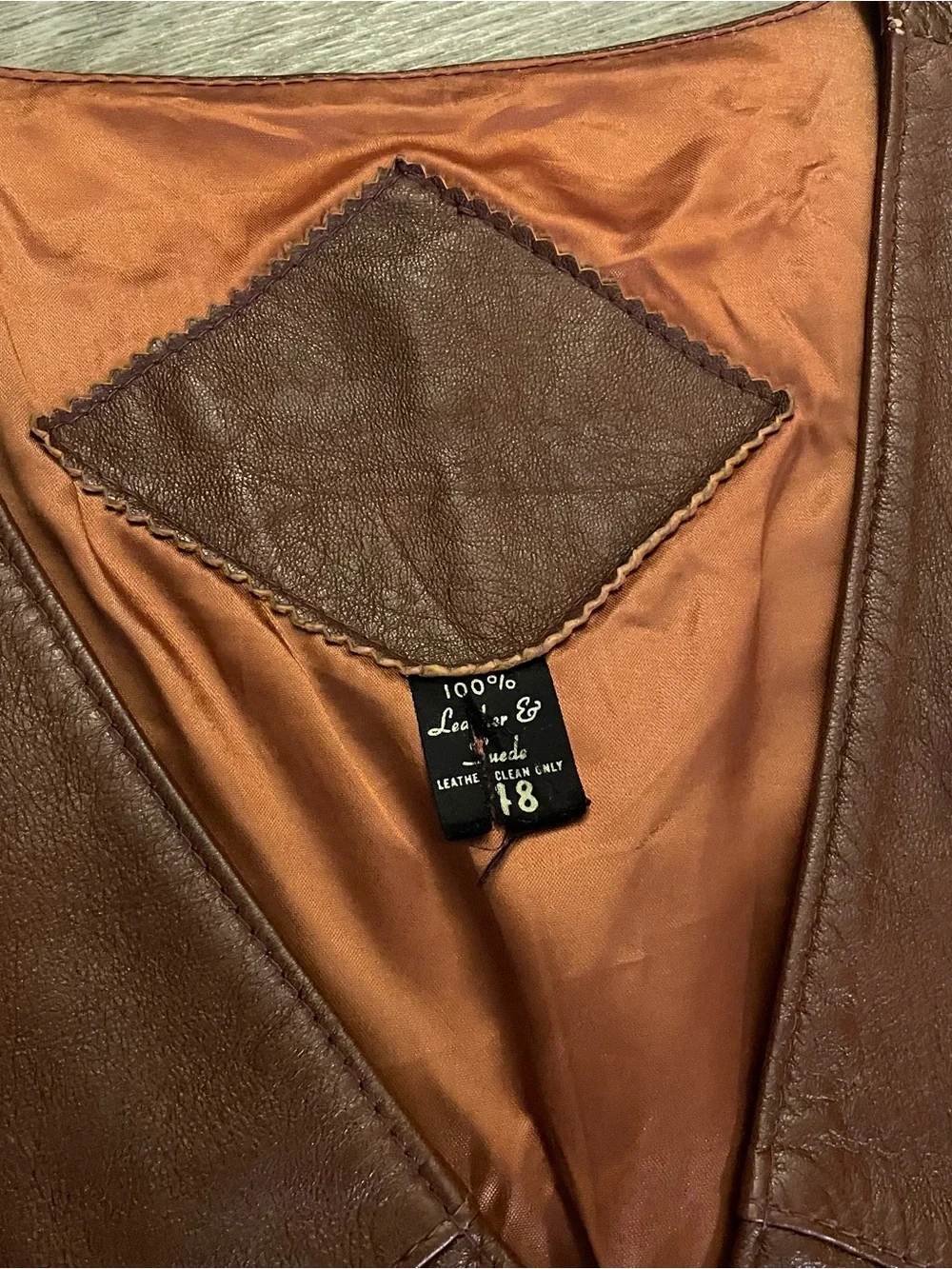 Vintage Suede Leather Vest Size 48